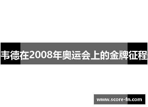 韦德在2008年奥运会上的金牌征程