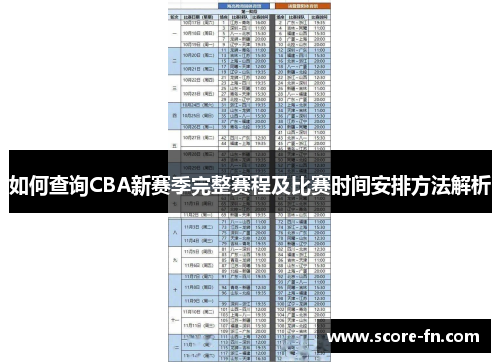 如何查询CBA新赛季完整赛程及比赛时间安排方法解析